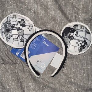 Disney Black and White Mickey Mouse Ears Headband